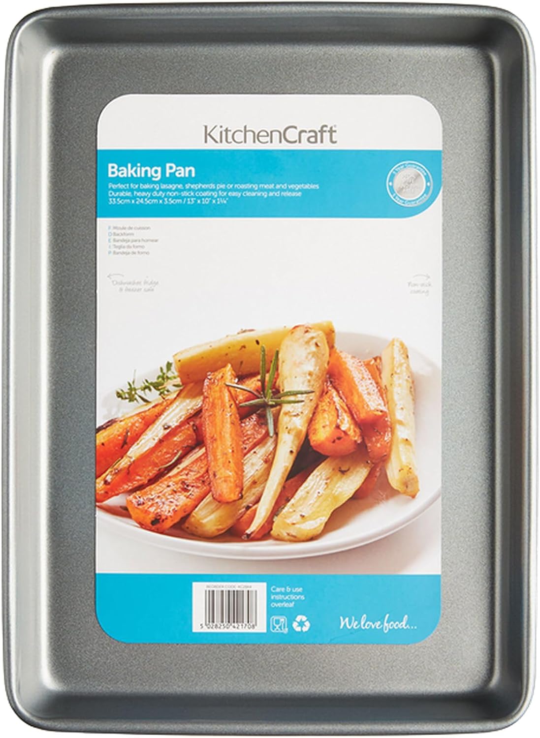 Kitchen Craft Roasting Tin/Baking Tray with Non Stick Finish, 33 x 24 cm, Silver image 2