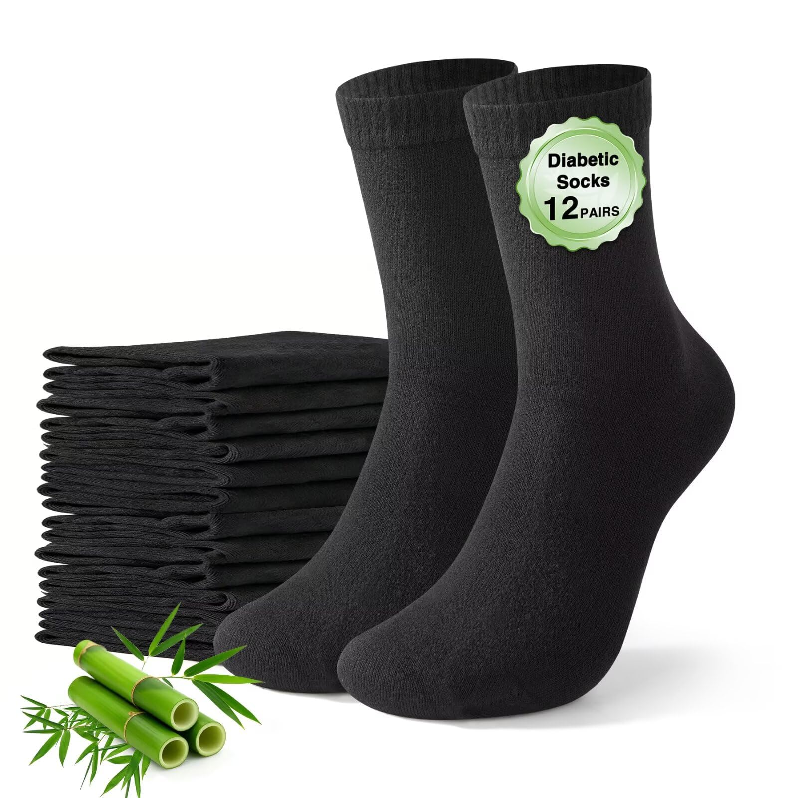 FALARY Calcetines Diabeticos Hombre Bambú 6 Pares Calcetines Hombre Mujer Sin Goma Súper Suave Transpirable y Cómod,