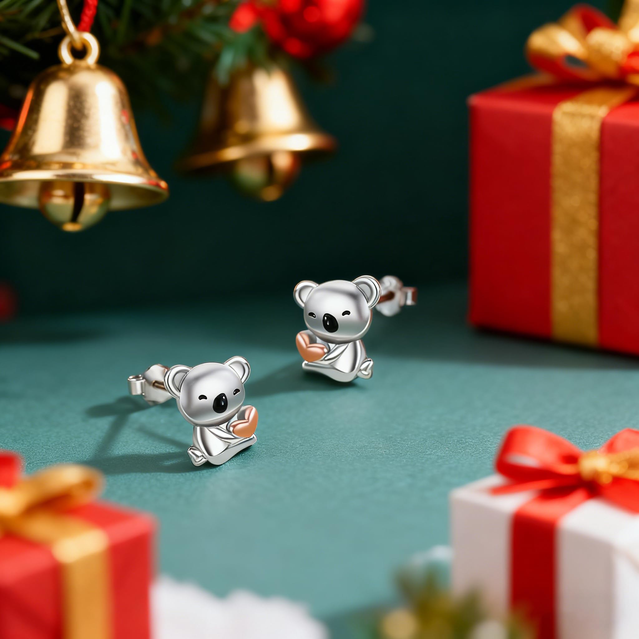 REDSUN Koala Orecchini da bambina in argento sterling 925, placcati oro rosa, orecchini koala, design carino per donne regalo