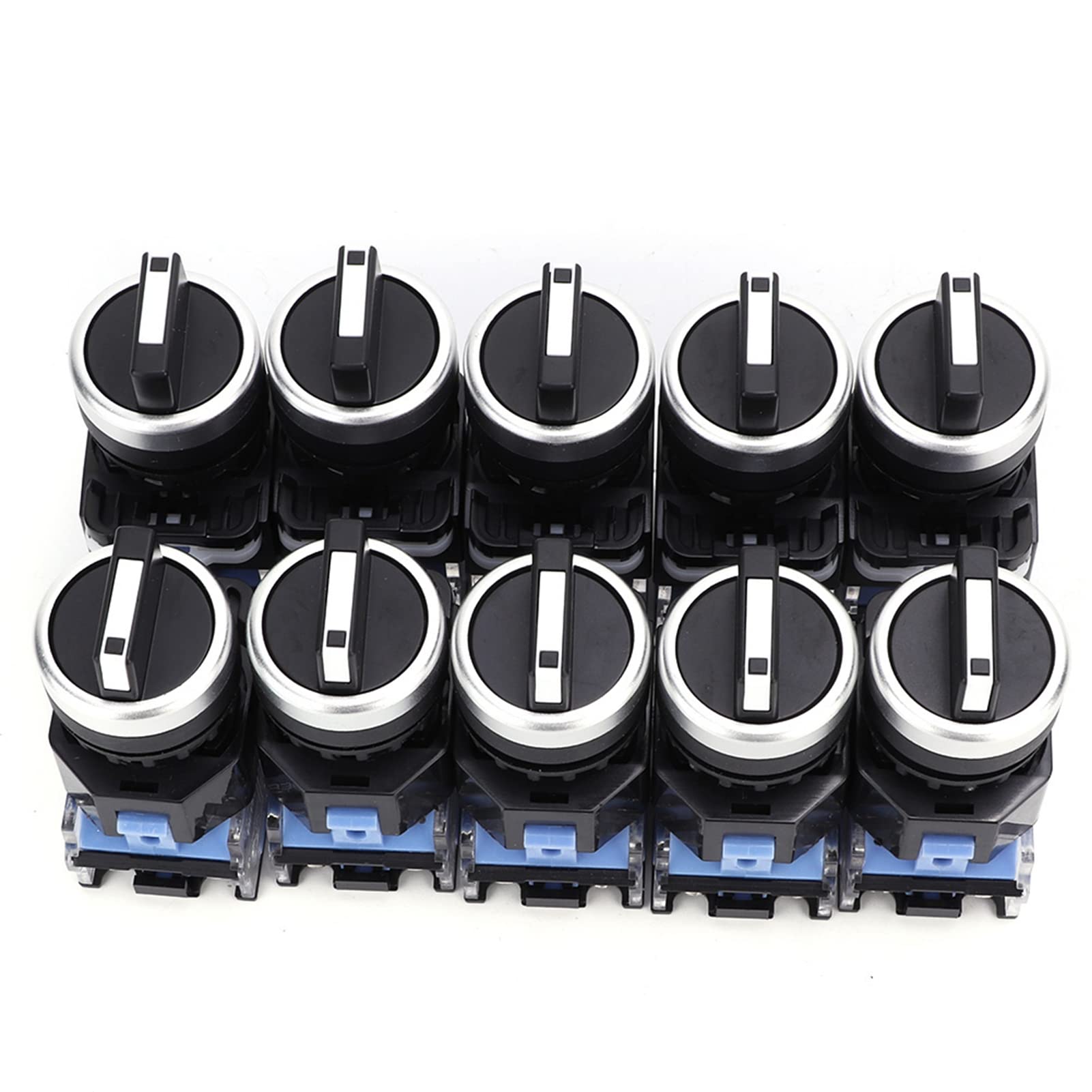 10Pcs 22mm Interruptor Selector Rotativo Mantenido, Selector Mantenido Interruptor Giratorio de 3 Posiciones para Circuitos Eléctricos