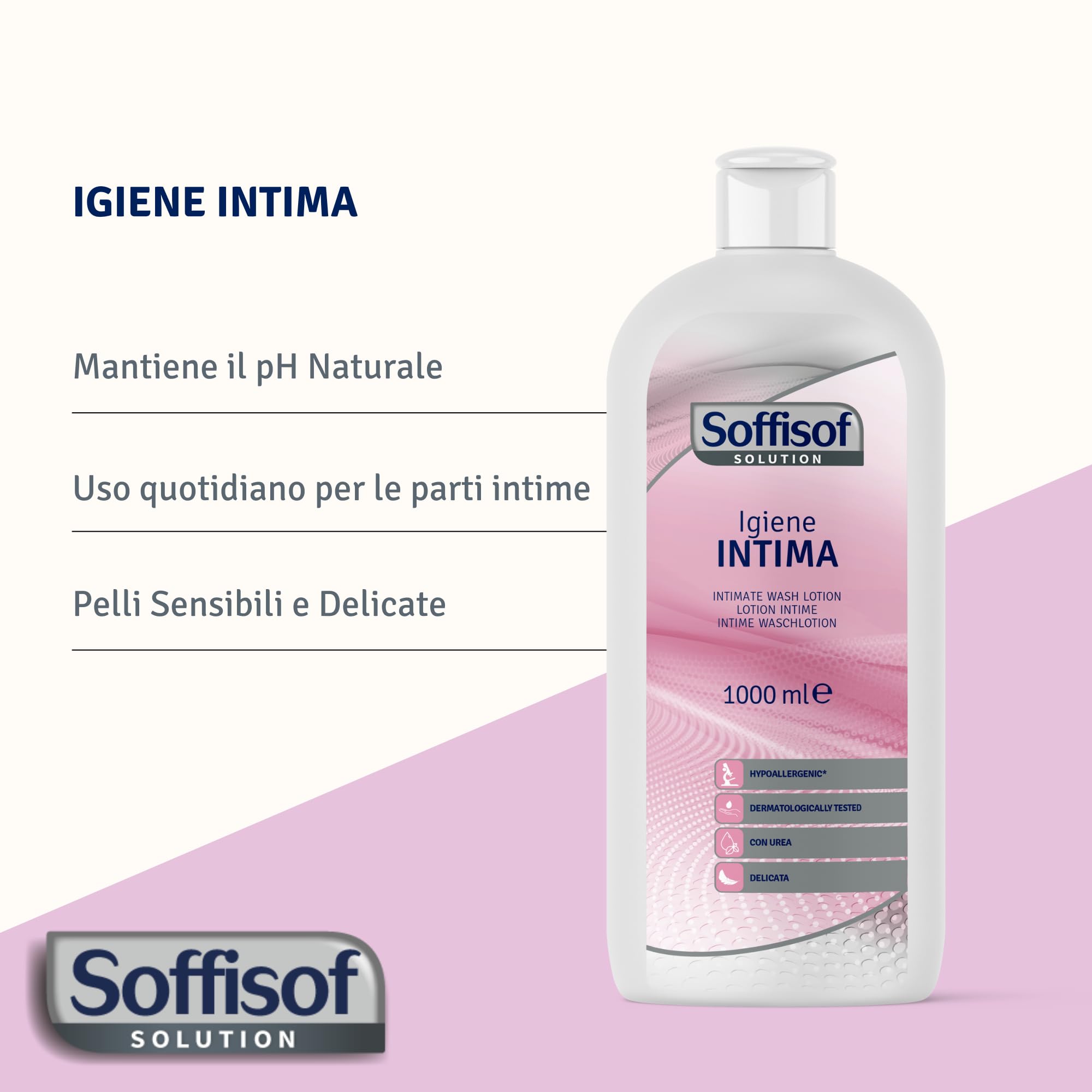 Soffisof Detergente Igiene Intima 3x1000 ml - 3x Dermodetergente Intimo Anziani e Adulti - Detersione Delicata per Pelli Sensibili - 3 Ricariche da 1 Litro