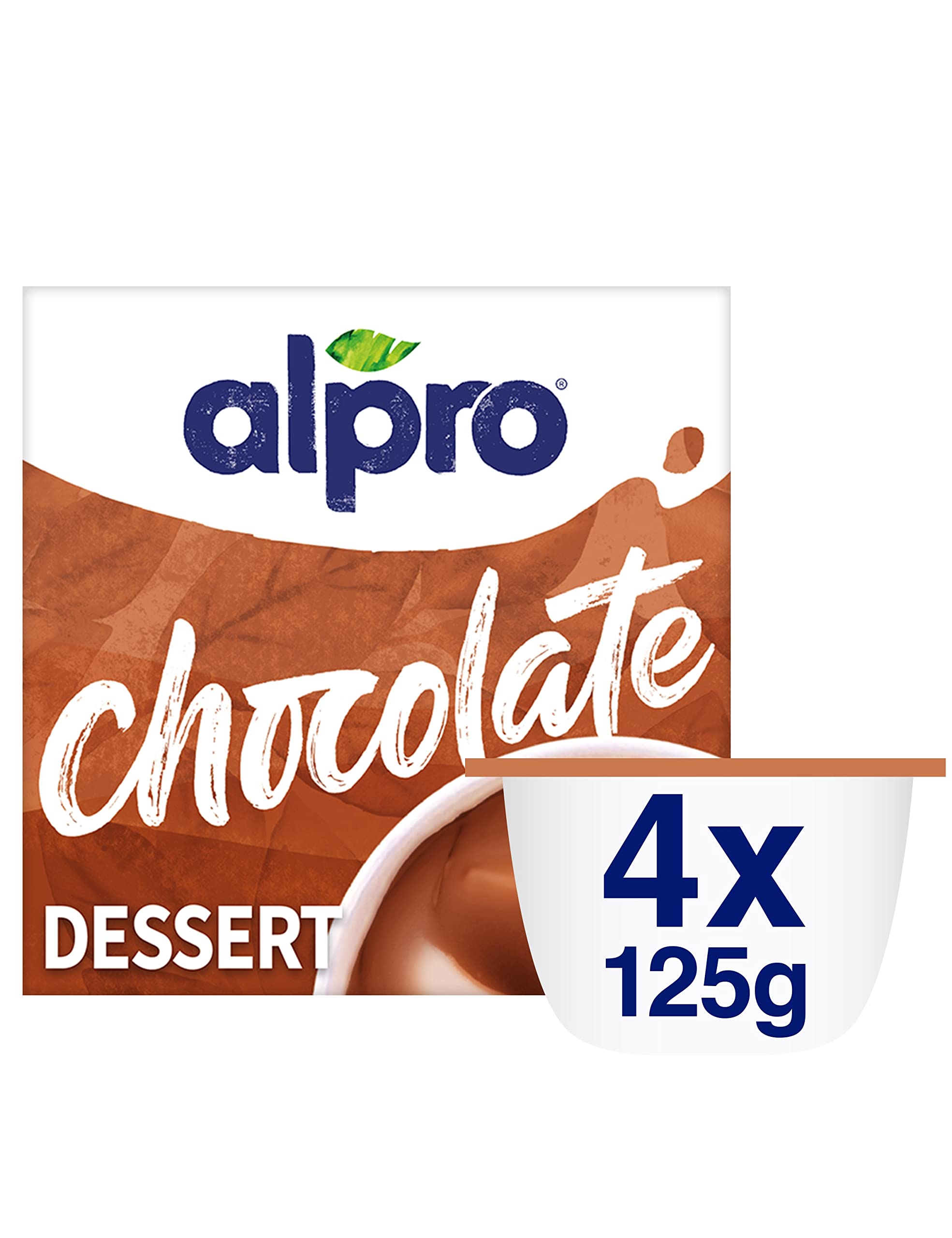 Alpro Smooth Chocolate, Plant-Based & Soya Dessert Alternative, Vegan & Dairy Free, 4 x 125g