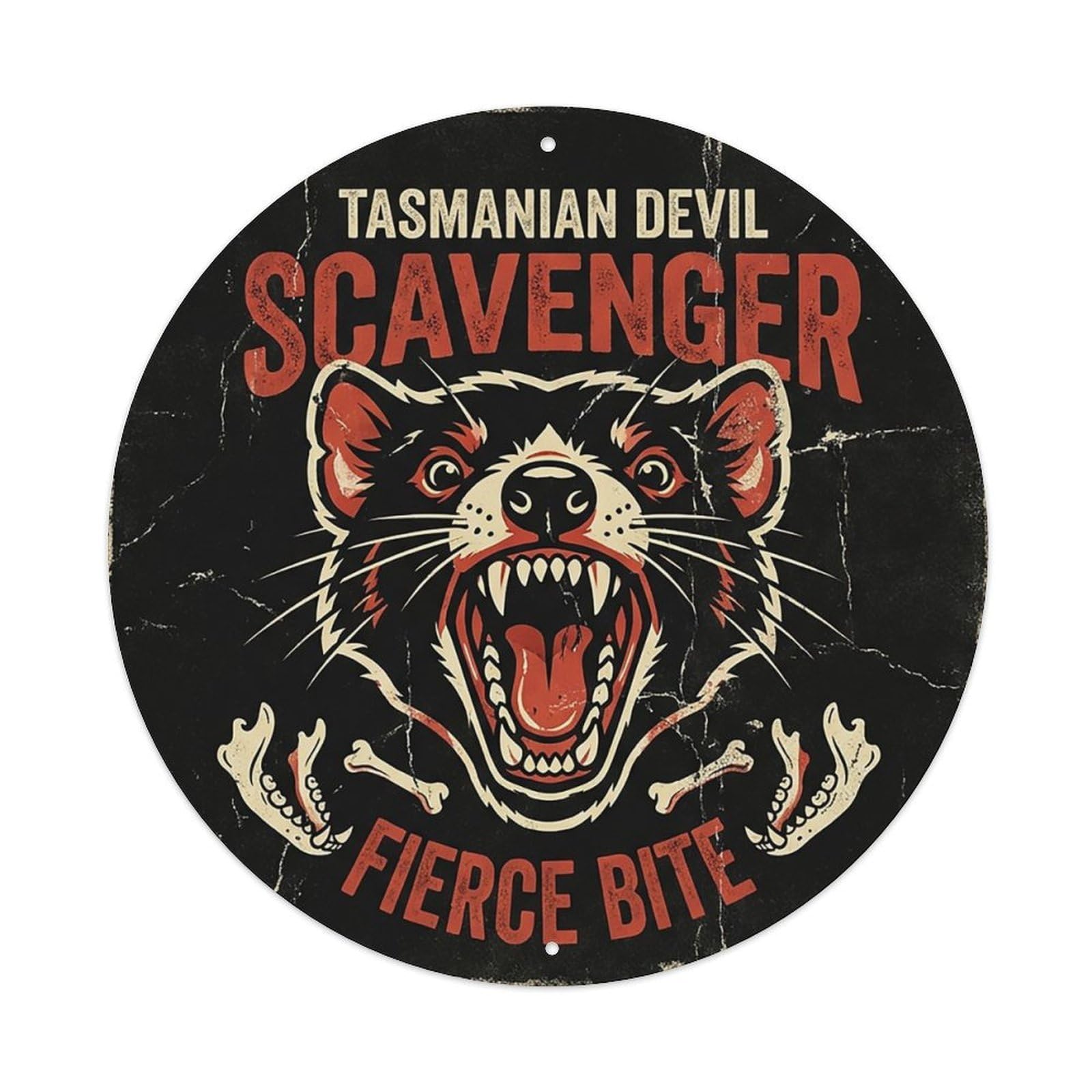 Cxhjca 8X8inch(20X20cm) Tasmanian Devil Scavenger Fierce Bite Metal Tin Sign