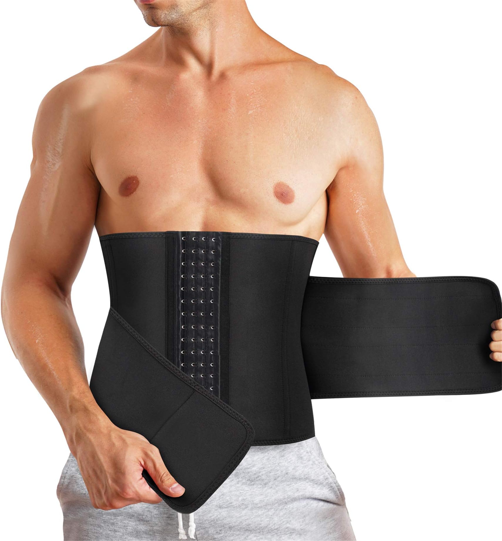TAILONGSweat Waist Trainer Belt for Men Neoprene Waist Trimmer for Weight Loss Slimming Body Shaper Tummy Control Shapewear Sport Girdle
