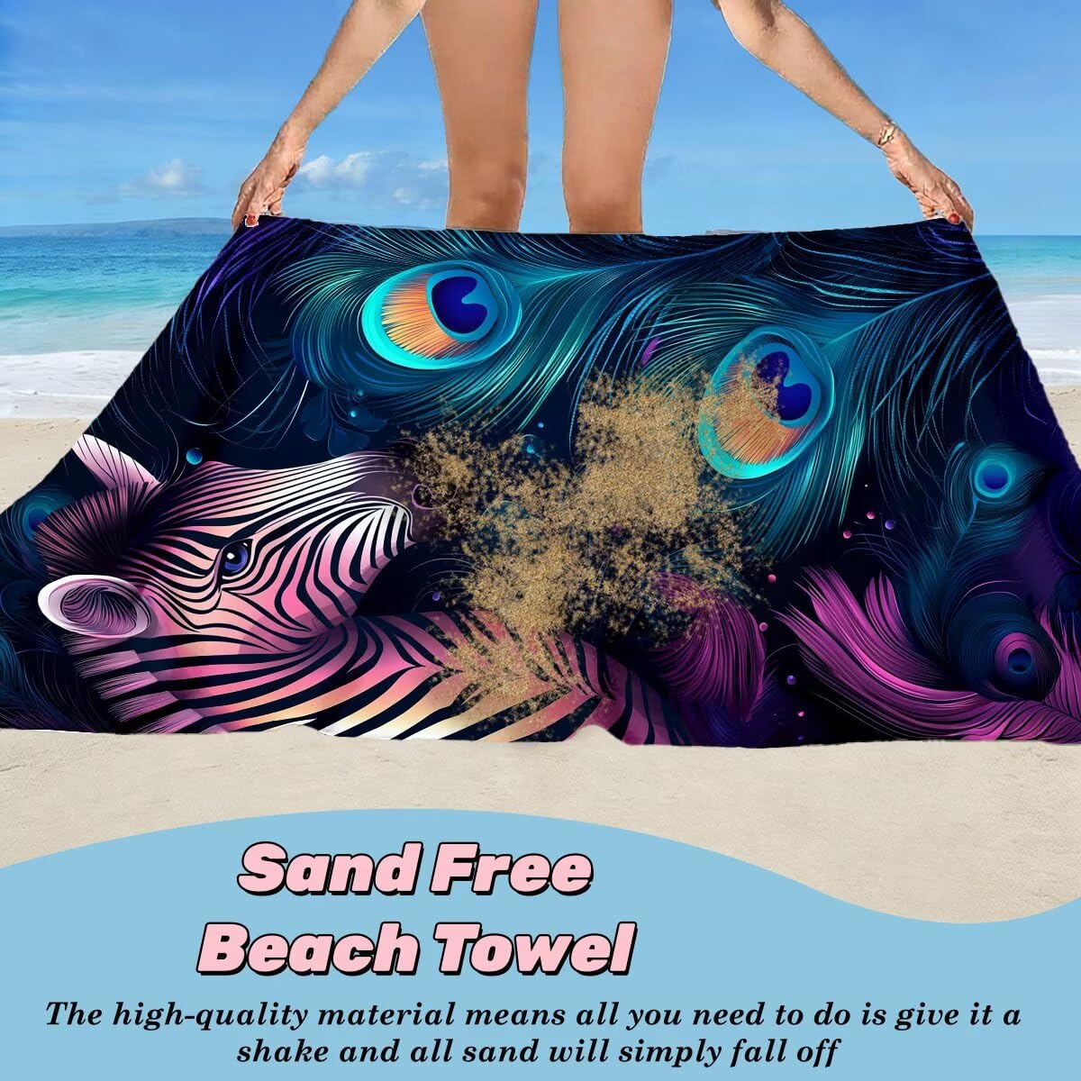 Ręcznik plażowy XXL, 90 x 200 cm, zestaw 2 szt., z mikrofibry, ręcznik plażowy, zebra, szybkoschnący, do sauny, fitness, bez piasku, ręcznik plażowy, do sauny, duży ręcznik kąpielowy, prezent dla