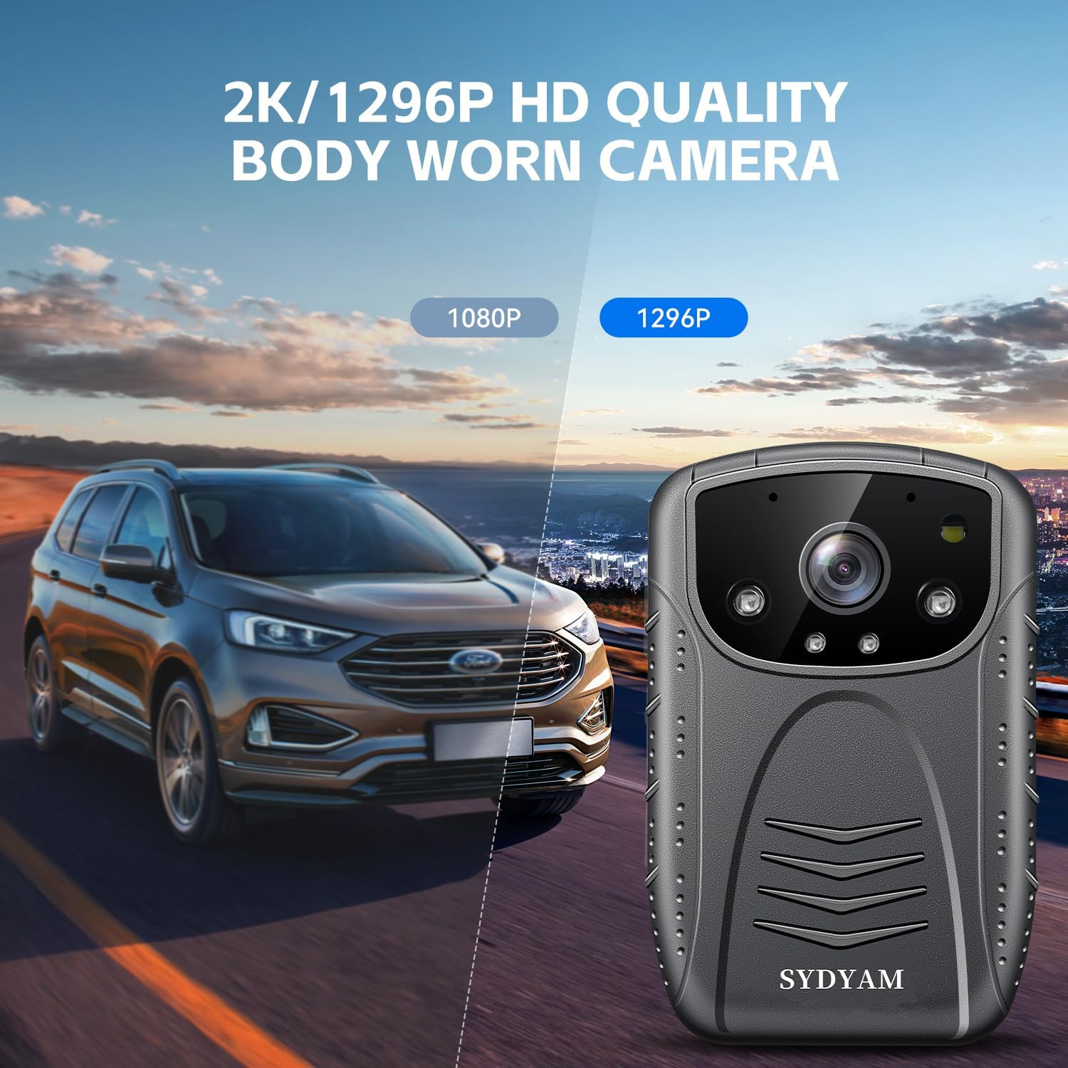 SYDYAM-V6 256GB 2K Police Body Cameras, 12Hrs Video Record IP67 Waterproof Body Cameras Have Loop Recording Function with Audio and Video Recording, BodyCam with Two 360° Clips for Law Enforcement
