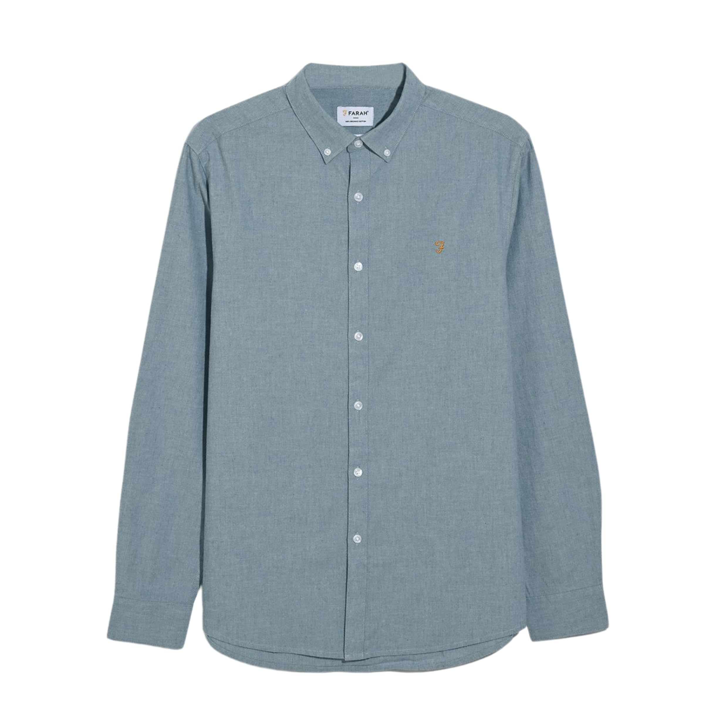 Farah Men's Steen Casual Long Sleeve, M, Blue Tide Marl