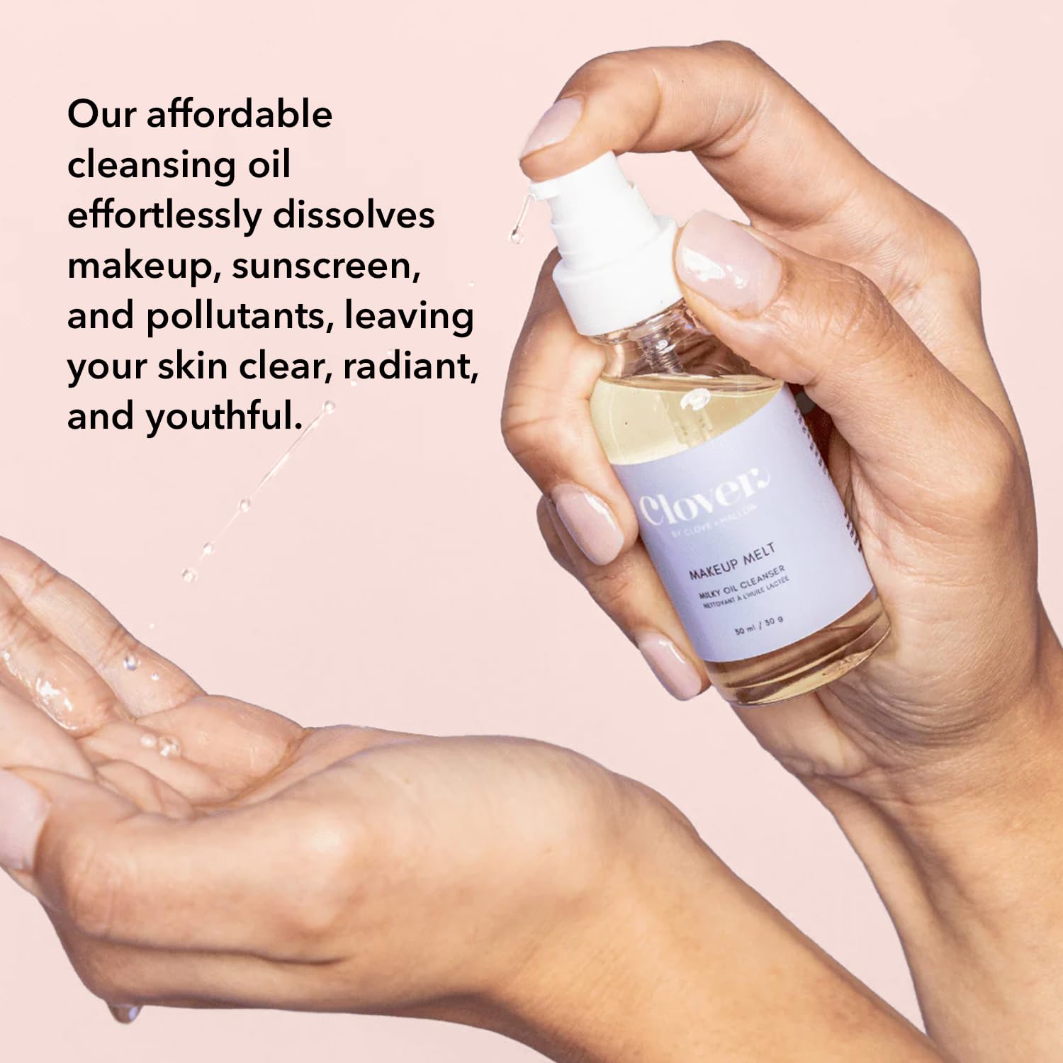 Clover Makeup Melt Milky Cleansing Oil | Gentle Makeup Removal, Skin-Friendly Formula and Residue-Free Rinse | Cruelty-Free & Vegan Face Oil - 4 oz (118 ml)
