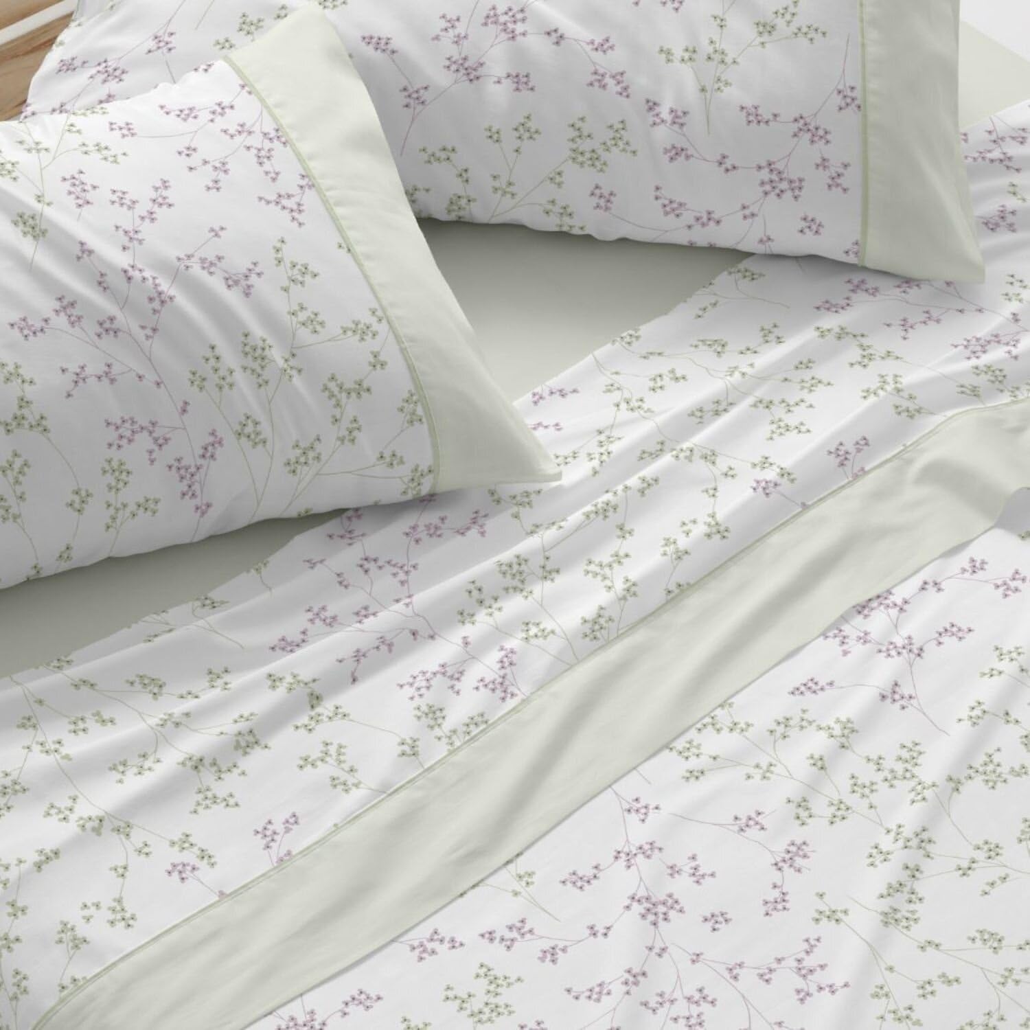 Burrito Blanco | Juego de Sábanas Algodón/Poliéster Cama 150-160 Verde