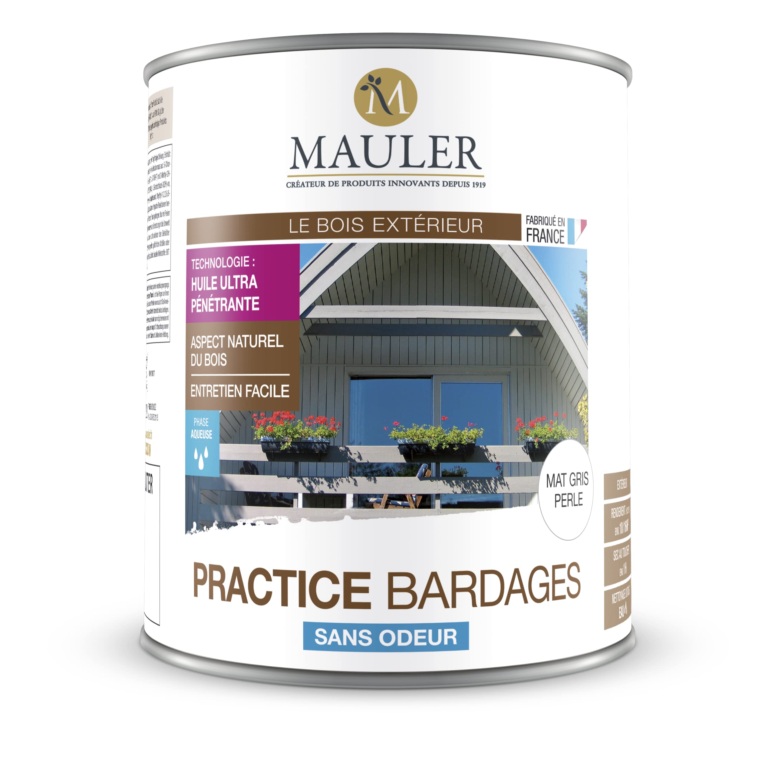 Huile de protection longue durée MAT MAULER Gris Clair pour volet et portail sans odeur