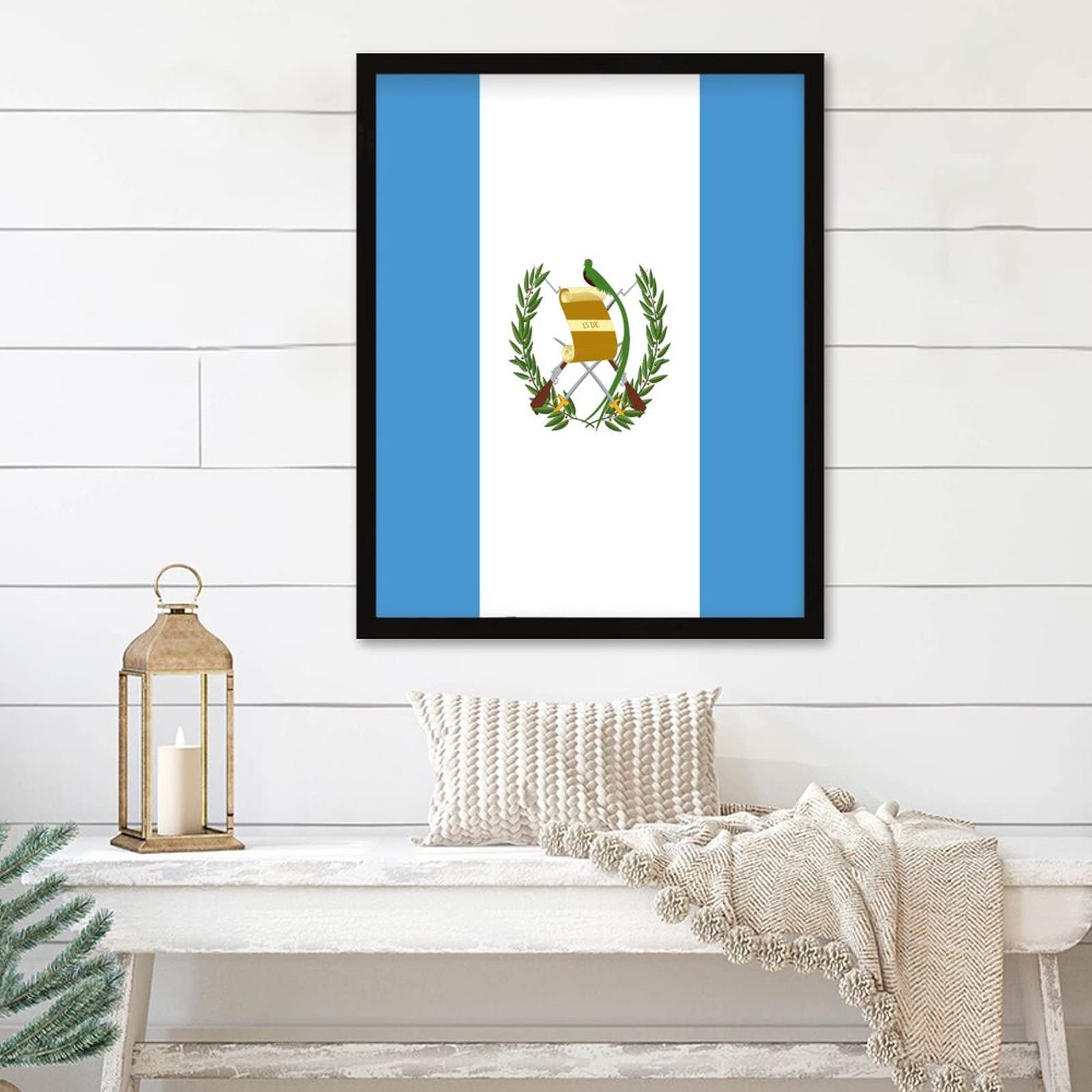 Affiche drapeau du Guatemala avec cadre bois pour créer un coin voyage chez soi