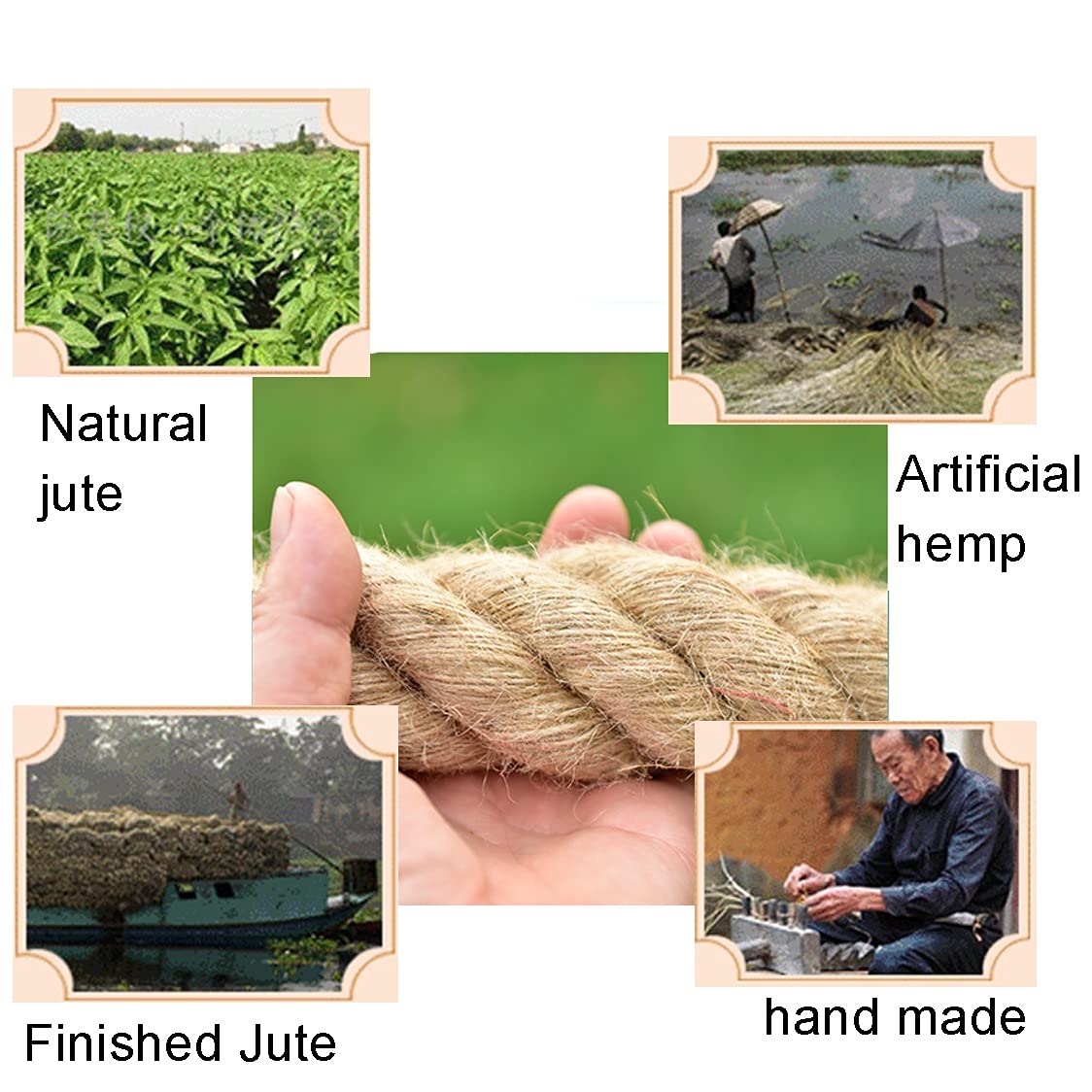 Corda intrecciata di canapa Spago di iuta Corda di canapa 16mm, 18mm, 20mm Corda naturale resistente per applicazioni di giardinaggio Corda artigianale per imballaggio artistico fai da te Corda nautic