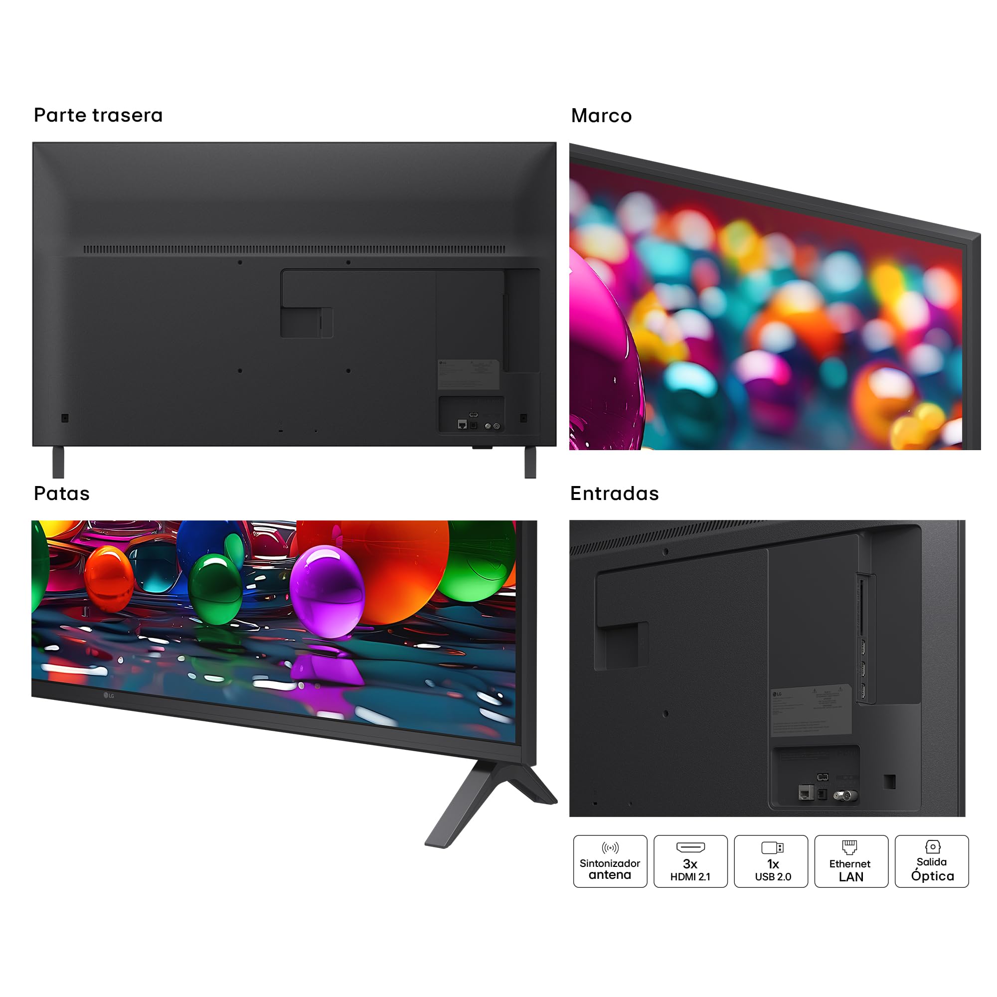 LG 43UA73006LA - TV 43", UHD 4K, WebOS 25, Ultimate IA, HDR10 Pro, Super Upscaling, Dolby Digital Plus, Google Assistant, Negro