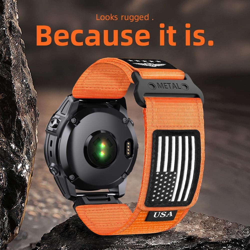 USA Ultra Series for Fenix Watch Band Replacement,Quickfit 22mm 26mm 20mm Nylon Bands for Fenix 8 47mm 51mm 43mm/ Fenix 7X/Fenix 6X/Fenix 5X/Enduro 2/Tactix/Fenix 7S/Fenix 5S/Fenix 6S/D2 Delta S