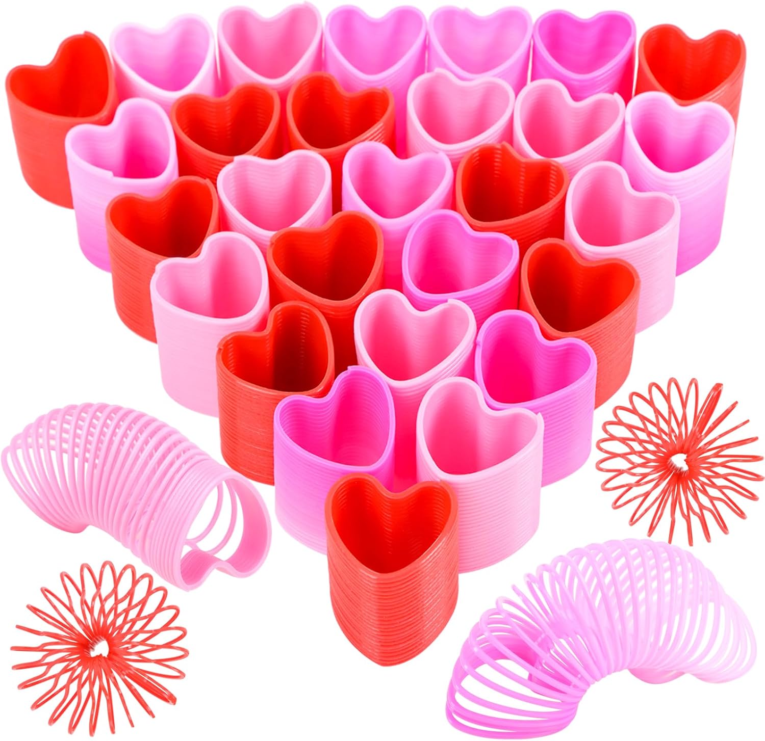 FOIMAS 30pcs Valentine's Day Party Favor Spring Coil Toy Heart Coil Spring Fidget Stress Toy for Valentine's Day Gift Exchange Classroom Game Prize