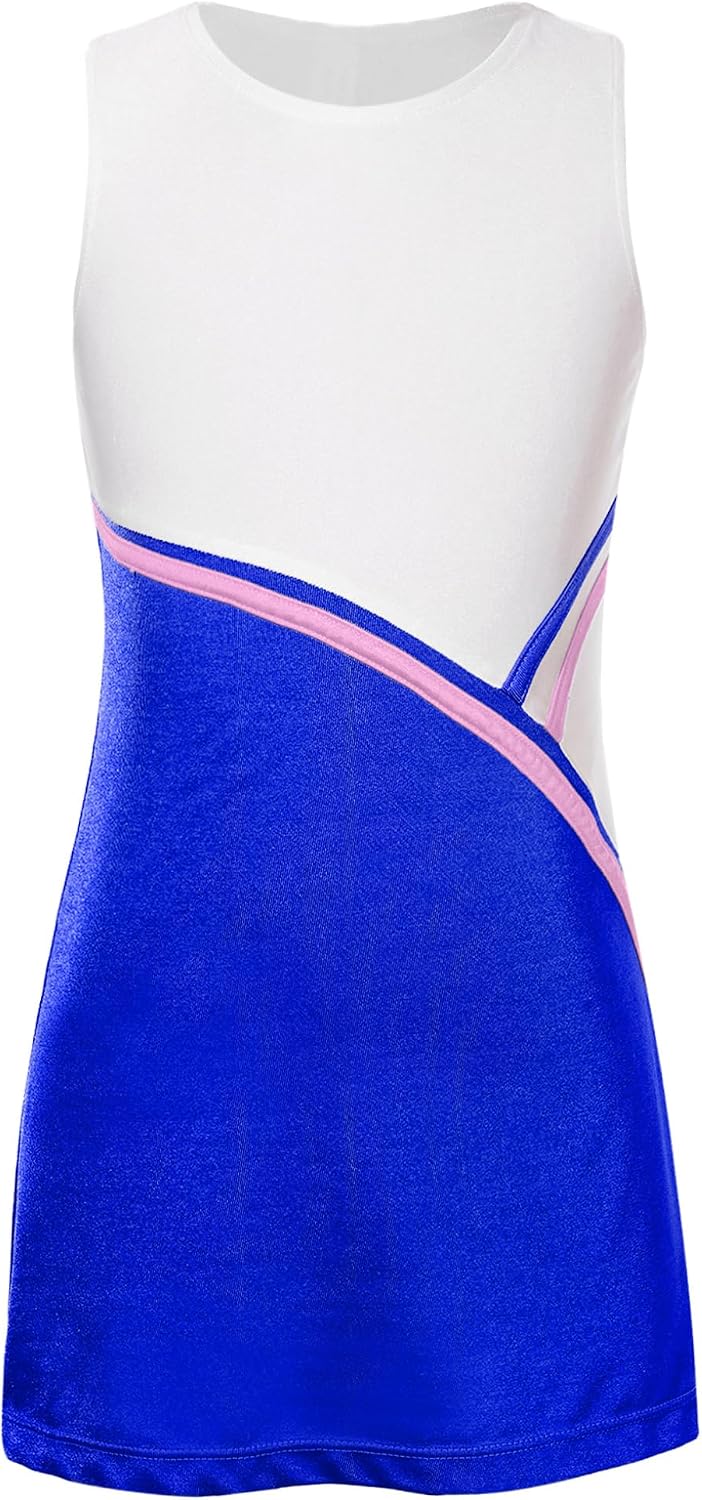 Hansber Kids Girls Sleeveless Sport Dress Color Block Tennis Golf Dresses School Uniform Summer Outfit