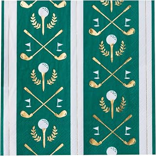 Bonjour Fête Le Golf Large Paper Party Napkins | 3-Ply Sporty Napkins for Outdoor Events, Father's Day, Golf Tournaments | Premium Cocktail Size | Festive Decor | Pack of 20, 5" Folded