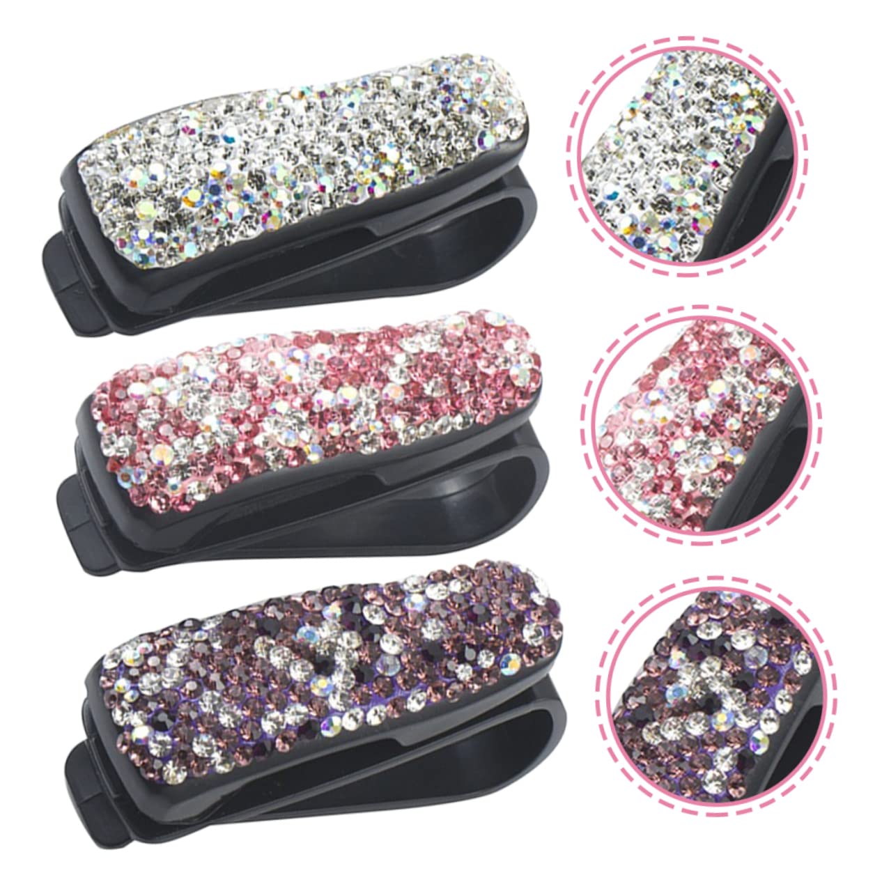 SOLUSTRE 15piezas Soporte De Gafas Brillantes Clip para Visera De Coche Organizador De Accesorios De Automóvil De Plata Rosa y