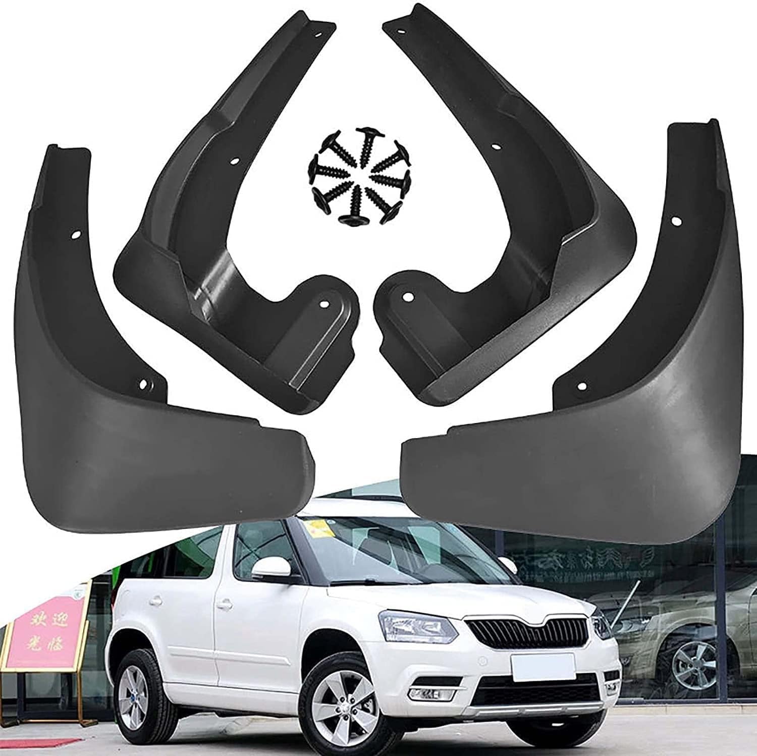 RESKIU 4PCS Mud Flaps for Skoda Yeti 2019-2015, Splashproof No Drill Easy Install Front Rear Wheel Protection Fender Mudflaps All-Weather Splash Guards