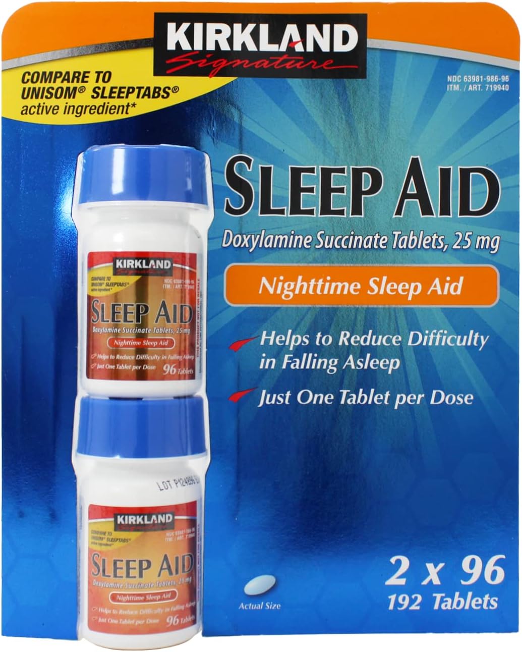 Signature Sleep Aid Doxylamine Succinate 25 Mg, 192-Count (Pack of 3)