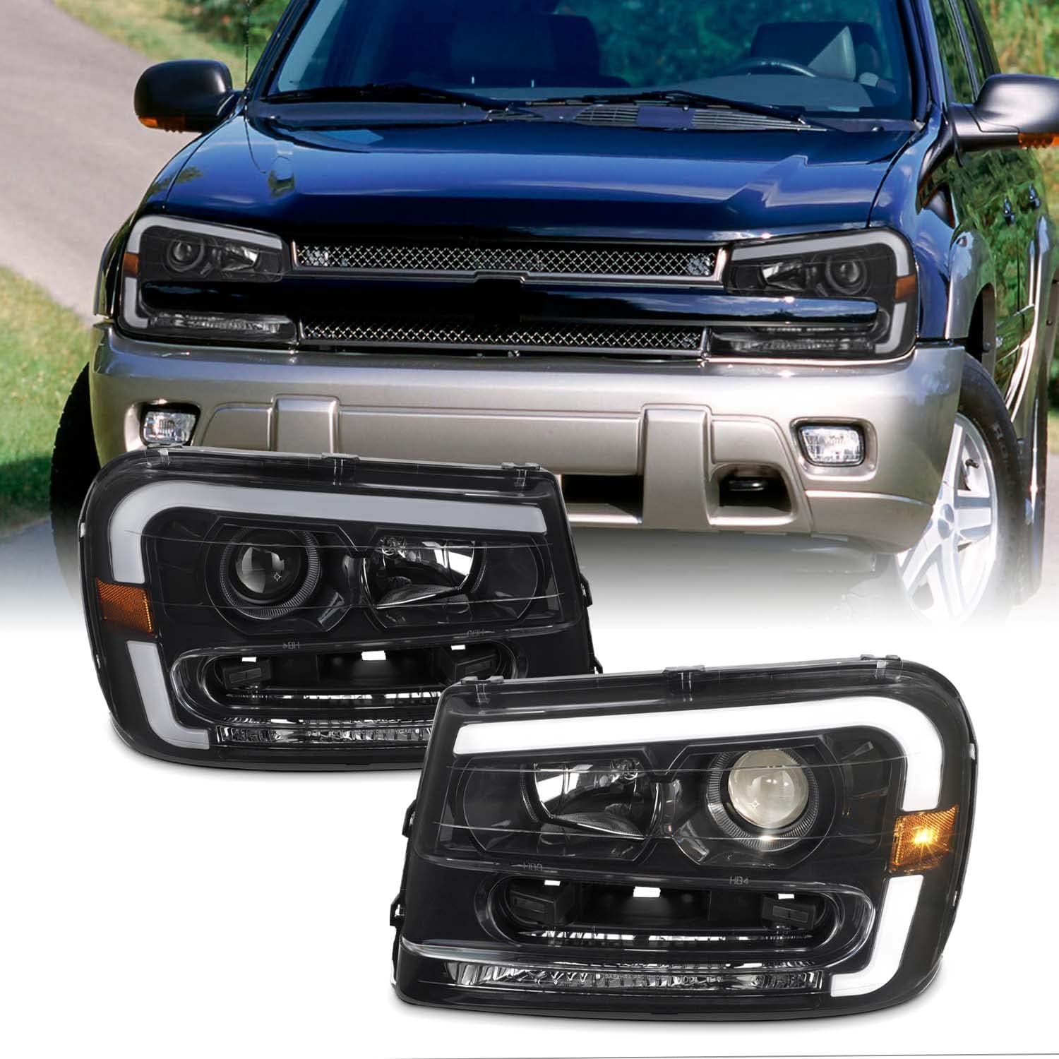 AKKON - For Chevy Trailblazer Chrome OE Replacement Headlights Driver/Passenger Head Lamps Pair