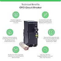 Vista 2 de Square D por Schneider Electric QO220GFICP QO Qwik-Gard, 20 amp, disyuntor GFCI de dos polos