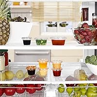 Vista 4 de EDI [1 onza, 100 juegos] Vasos de plástico desechables transparentes con tapas a prueba de fugas Jello Shot, condimento, salsa de inmersión, tazas