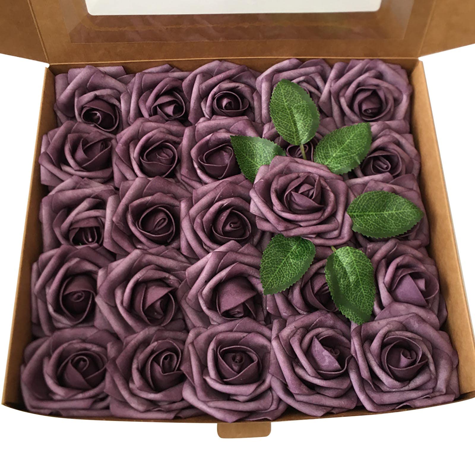 25 Rose Glitterate Artificiali In Schiuma – Bouquet Fai Da Te, Decorazione Festa, Rosa Scuro