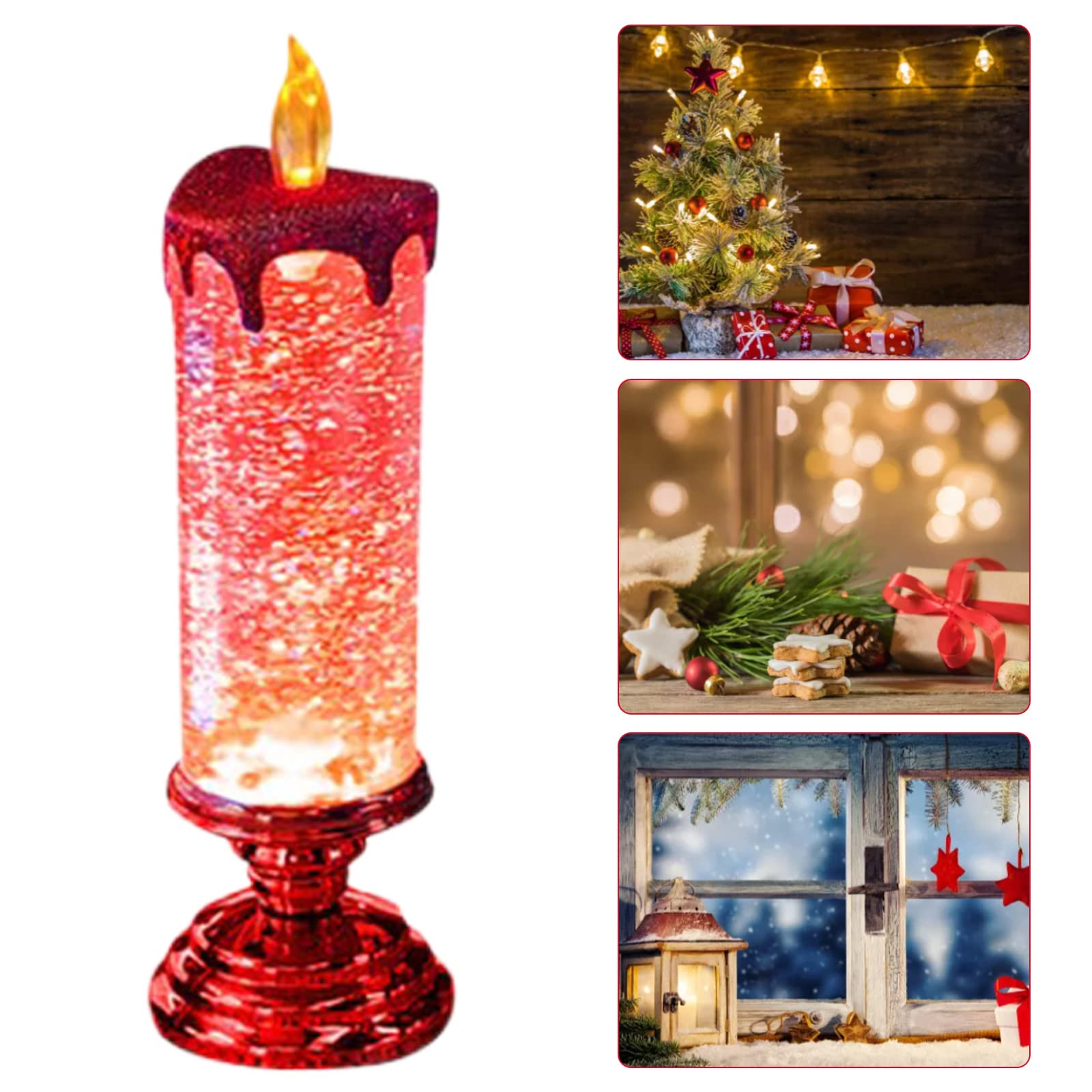 NOELデザインの電飾キャンドル　2本セット希少 クリスマス Amazon.co.jp: LEDクリスマスキャンドル、2個のフレームレスクリスマス