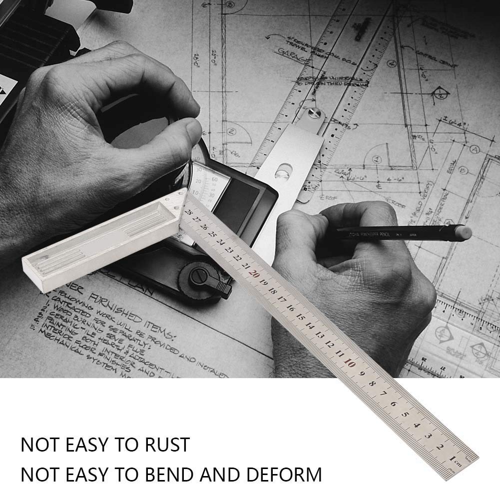 ANKROYU 30cm / 11.8in Straight Edge Ruler, Aluminum Alloy Straightedge Right Angle Ruler, High Toughness 90 Degree Straight Ruler for Carpenter Engineer (Thickened version)