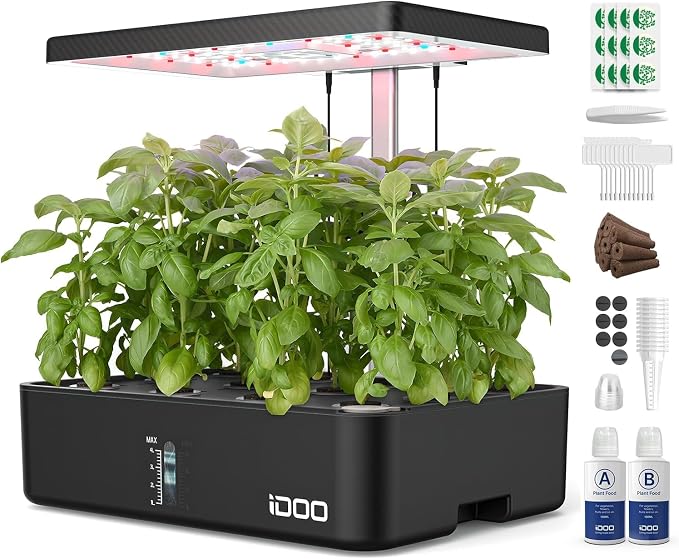 iDOO 12 Pods Hydroponics Growing System, Indoor Herb Garden LED Light