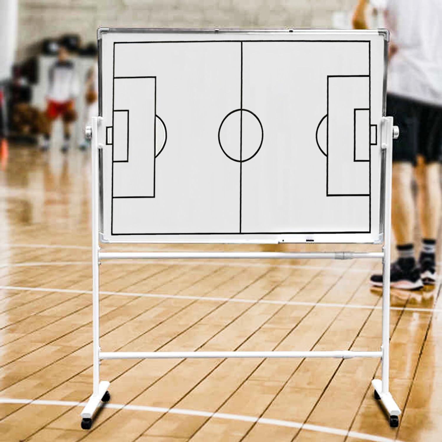 Pizarra blanca de doble cara para entrenadores, pizarra blanca con ruedas y bandeja de almacenamiento móvil, ruedas giratorias de 360° con bloqueo, para entrenamiento táctico a largo plazo. Football