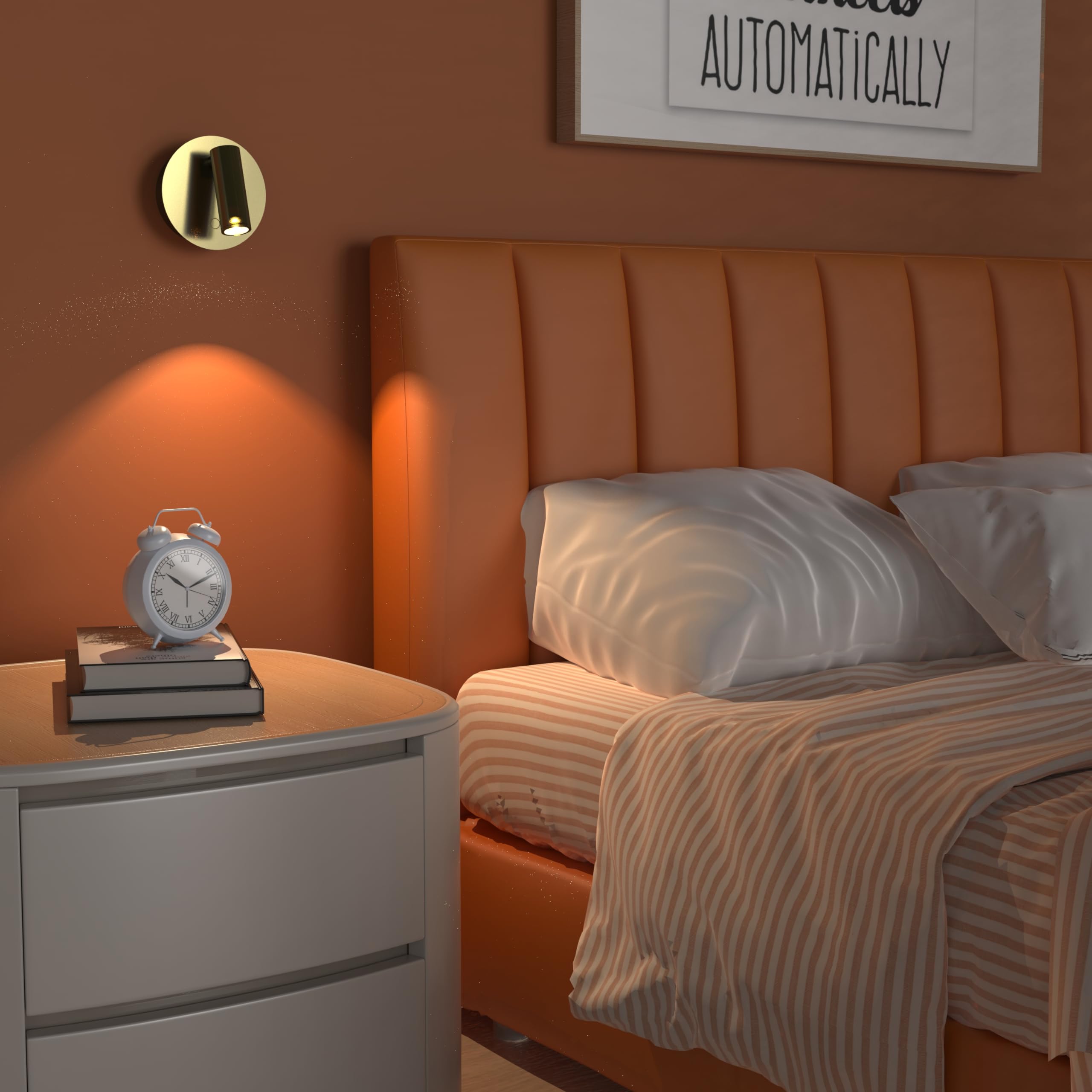CGC Lighting Scarlet Satin Gold LED Rechargeable Magnetic USB Reading Wall Light