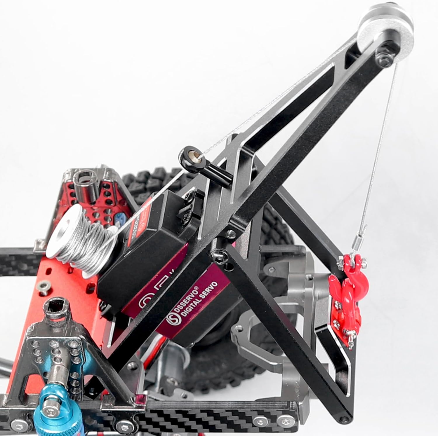 OGRC Alluminum 1/10 RC Truck and Tow Build Kit RC Winch Double Stent Rescue Set Truck Tow Crane for SCX10 TRX4 Capra LCG Chassis DIY Accessories