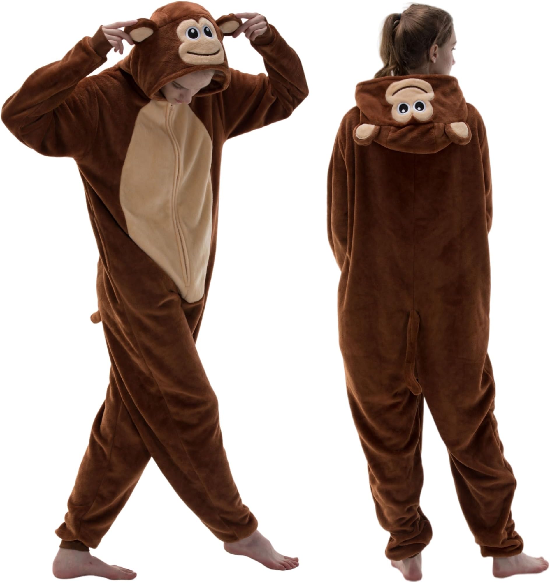 Snug Fit Unisex Adult Onesie Pajamas, Flannel Cosplay Animal One Piece Halloween Costume Sleepwear Homewear