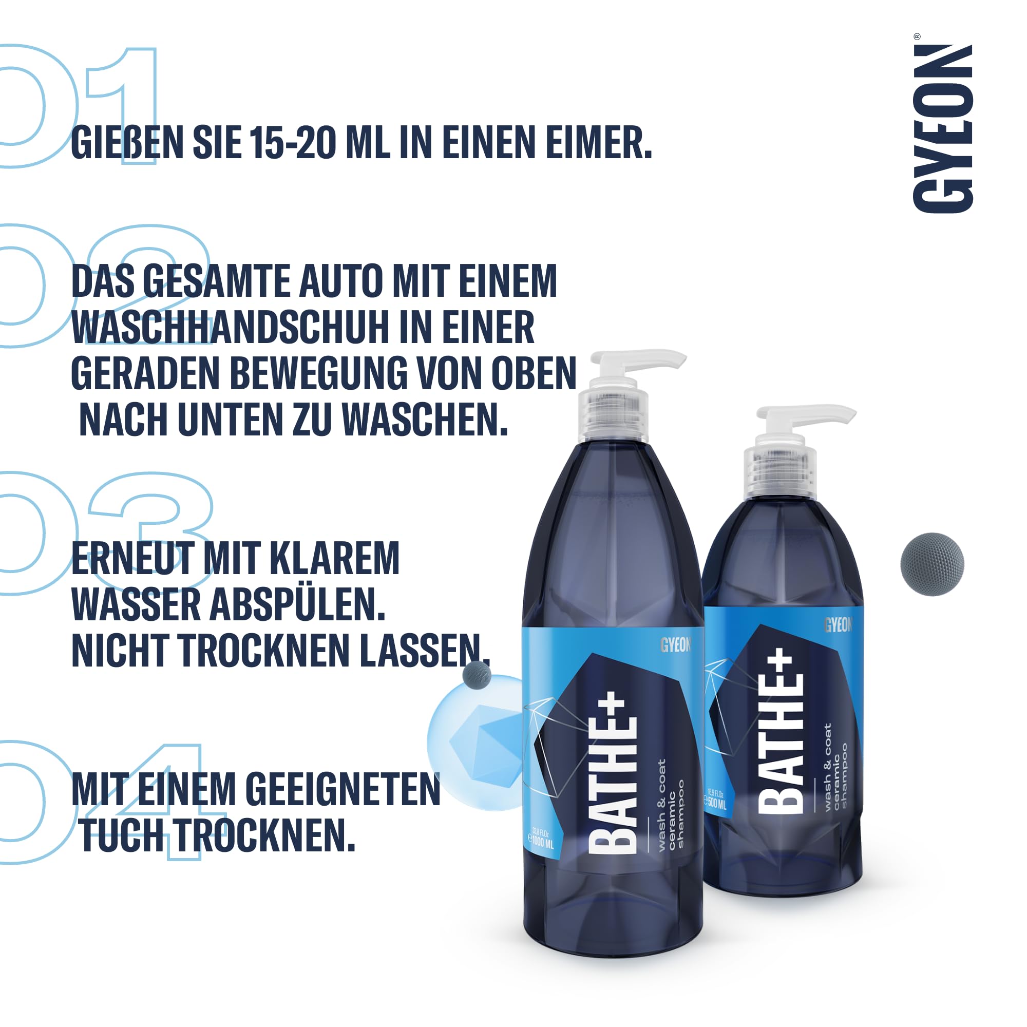 Gyeon Q²M Bathe+ - Autoshampoo mit Versiegelung - Hydrophob, selbstreinigend und sicher für alle Oberflächen (1000 ml)