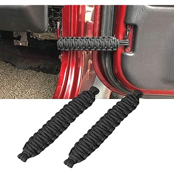 Amazon Com Zgauto Fits For Jeep Wrangler Paracord Door Limiting Straps Cj Yj Tj Jk 550 Pound Strength Durable Swing Limiter Restrictor Pair 2 Pieces Black Automotive