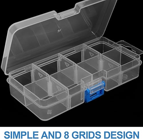 Miniatura 6 de Healifty Caja de almacenamiento de plástico 8 rejillas organizador de contenedores Divisor compartimento de rejilla con tapa para joyería Cuentas