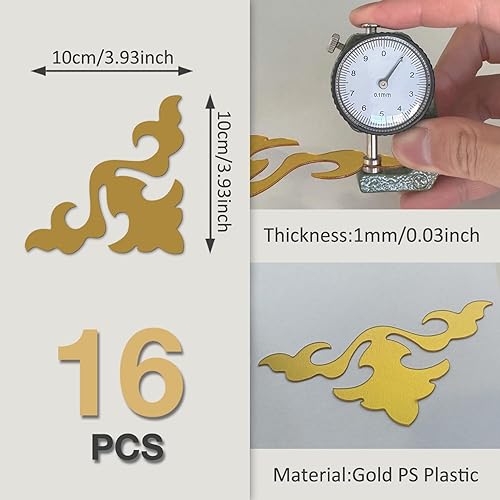 Miniatura 4 de funlife Adhesivos huecos autoadhesivos para esquina de puerta de pared, pequeño plástico dorado con parte trasera adhesiva para decoración de pared