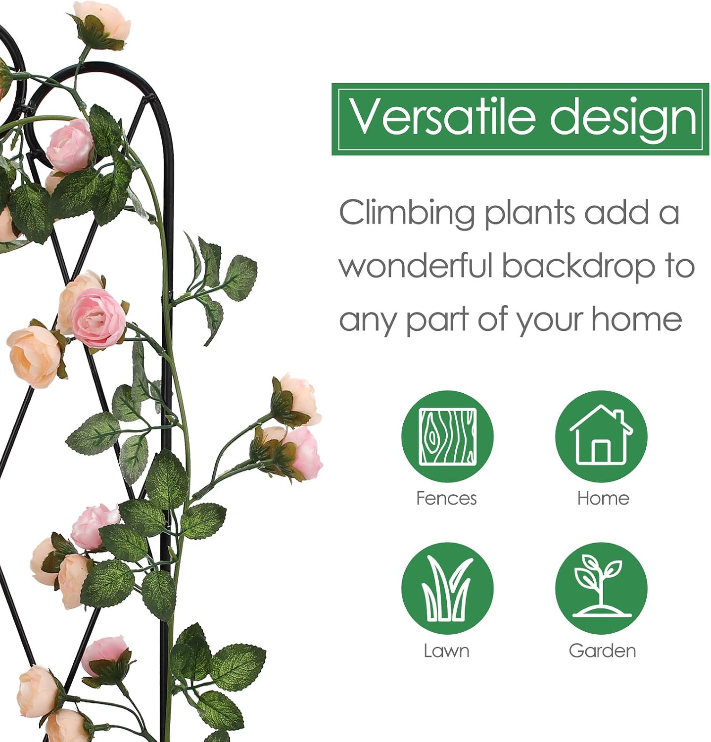 Amagabeli 2 Pack Garden Trellis for Climbing Plants 60" x 18" Rustproof Black Iron Potted Vines Vegetables Vining Flowers Patio Metal Wire
