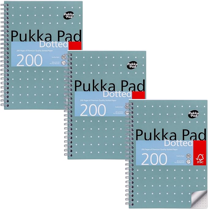 Pukka Pad Cuaderno Metálico Punteado A5 - Pack de 3