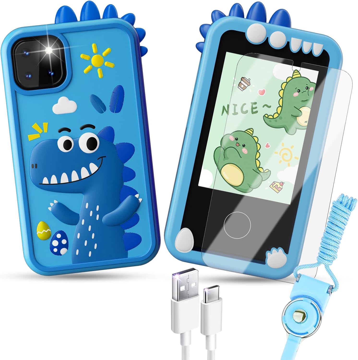 Kids Smart Phone Toys, Touchscreen HD Dual Camera Cell Dinosaur Phone for Kids,Travel Toy Preschool Learning Toy for Kids,Christmas Birthday Gifts Toddler Play Phone for Girls Boys 3-14 Blue Kids Smart Phone Toys, Touchscreen HD Dual Camera Cell Dinosaur Phone for Kids,Travel Toy Preschool Learning Toy for Kids,Christmas Birthday Gifts Toddler Play Phone for Girls Boys 3-14 Blue