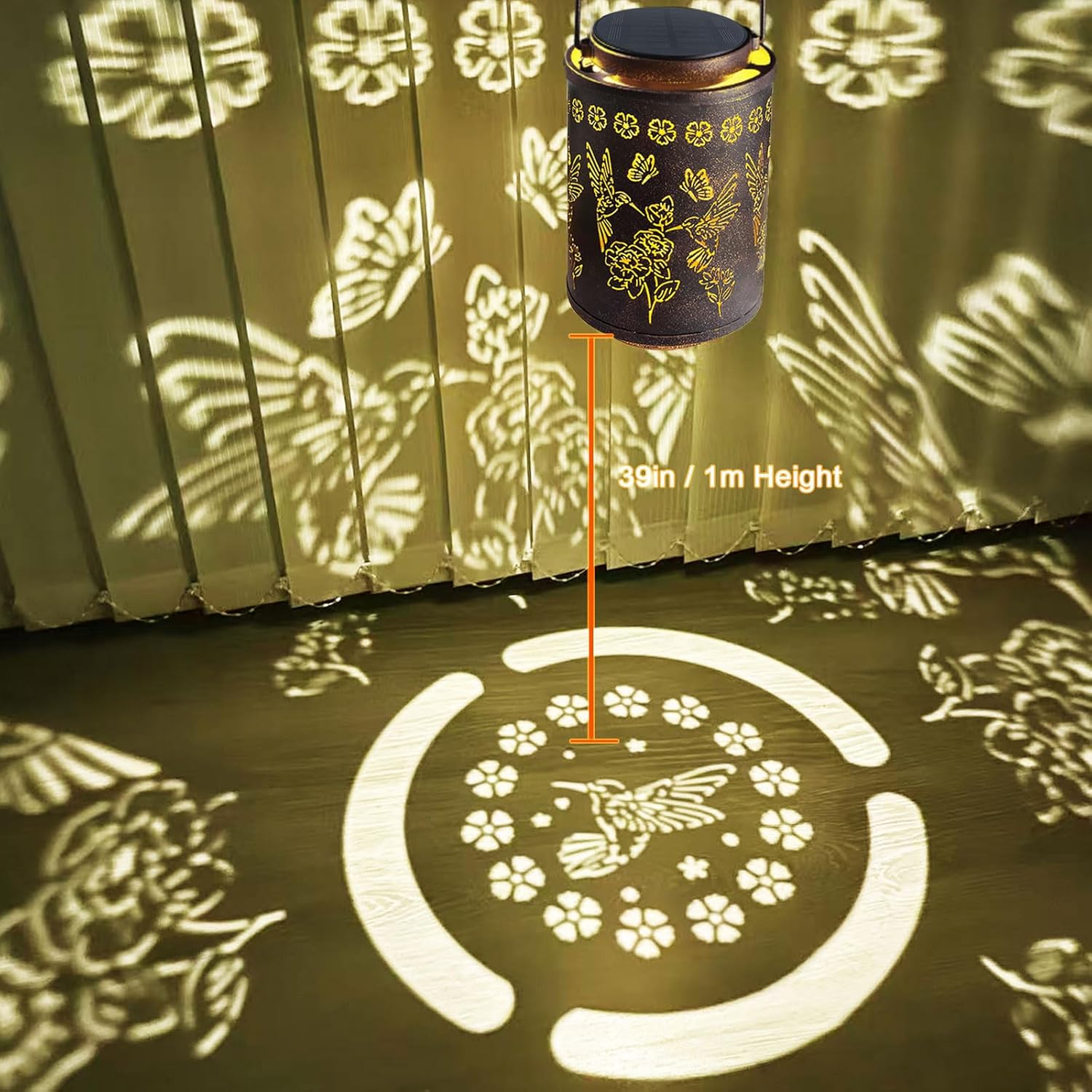 Hanging Solar Lanterns Outdoor, Waterproof Hanging Metal Copper Hummingbird Decor, Romantic Gift for Her, Valentine’s Day, Birthday or Anniversary Gift for Women, Patio Porch Yard Lighting