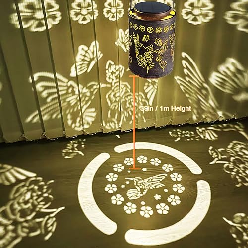 Miniatura 5 de Luces solares mejoradas de colibrí para decoración de jardín exterior, regalos para mujeres, mamá, abuela, faroles solares colgantes de metal para