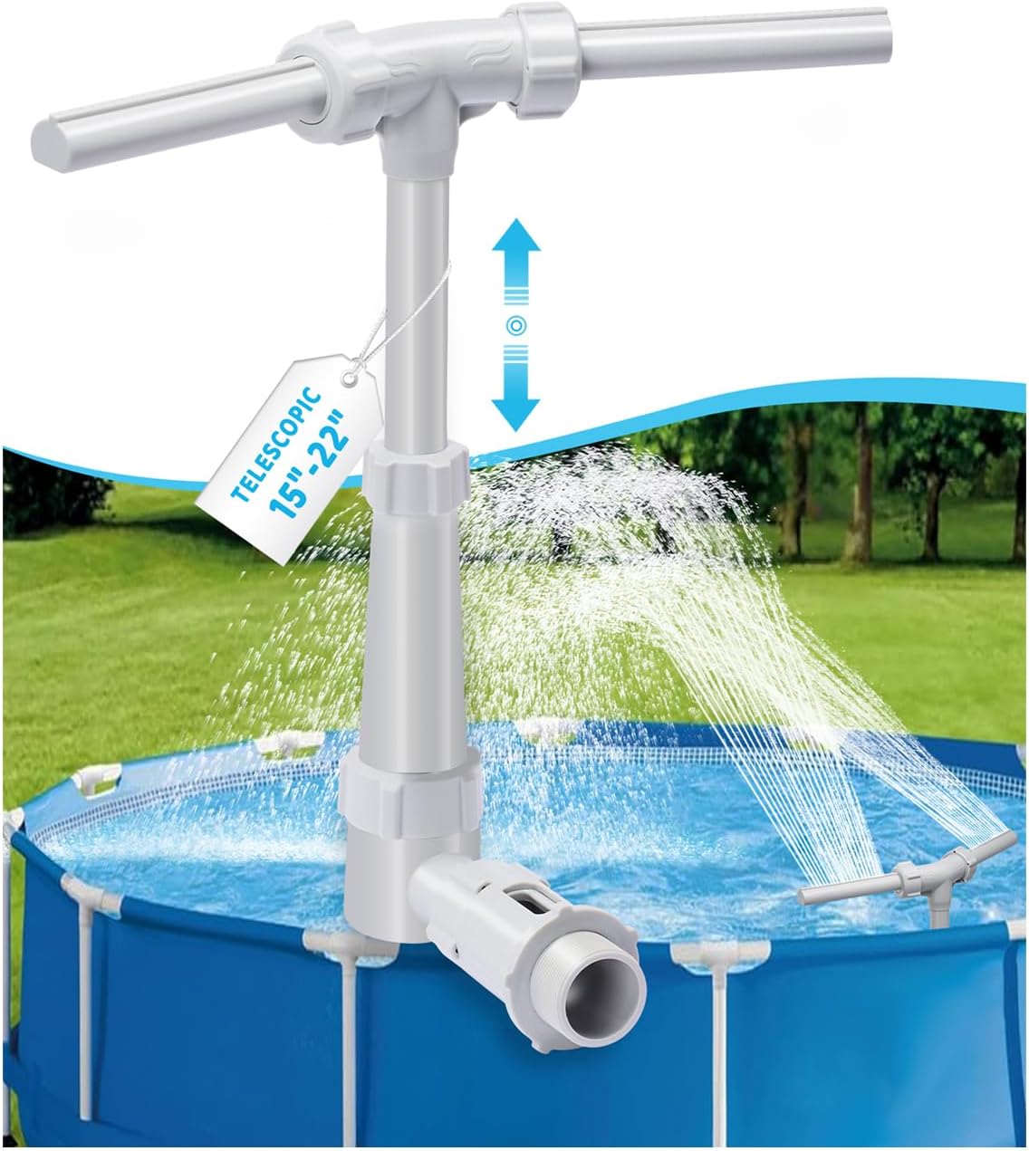 Swimming-Pool Waterfall-Fountain Water Fun Sprinkler - Dual Sprayer Multiple Spray Method, Pool Decoration Cascade Fountain for Above & In-ground Pools, Practical Pool Aerator Water Cooler Circulation