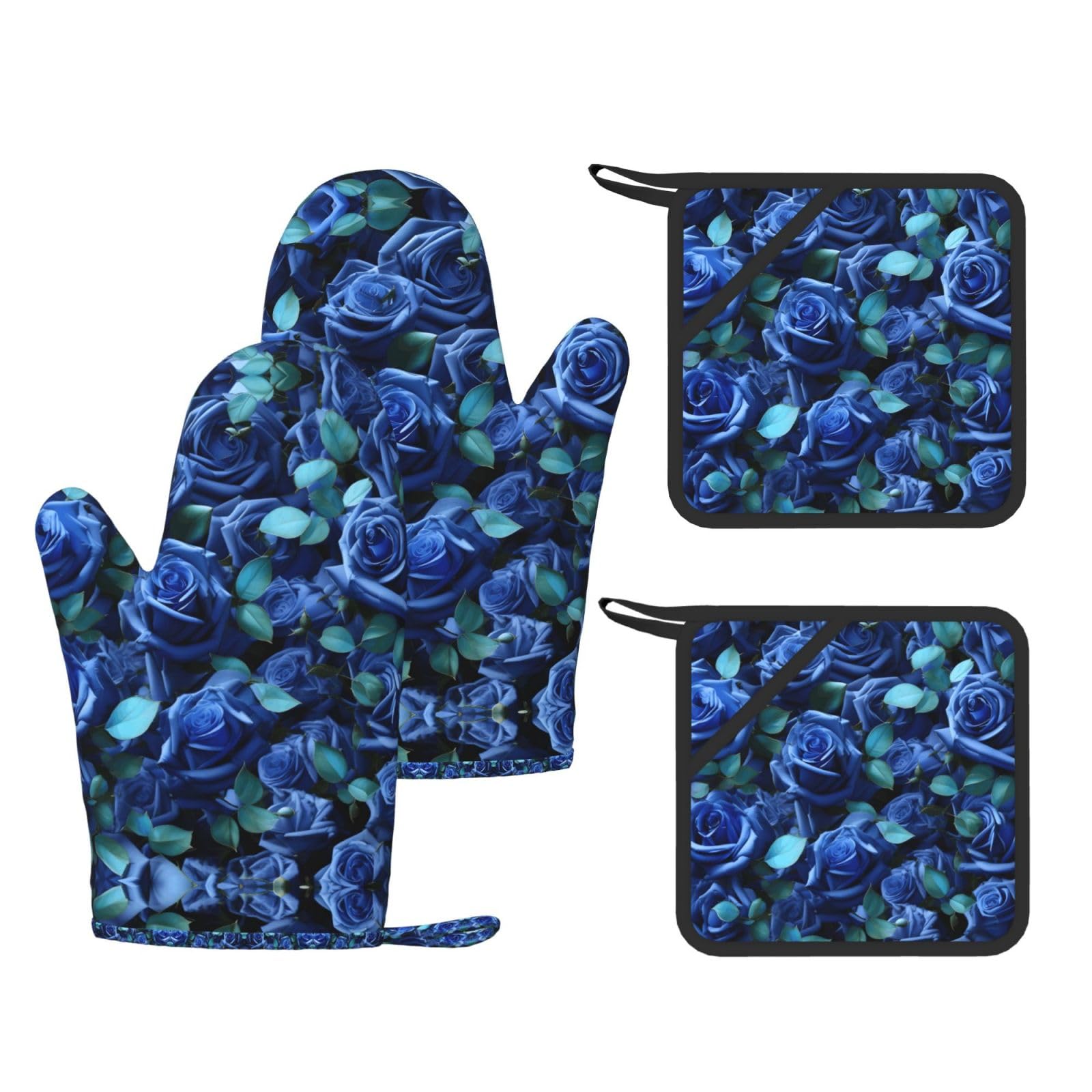 Maniques en silicone de qualité supérieure isolantes au motif chic de roses bleues