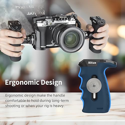Miniatura 5 de Nitze Mango lateral giratorio con roseta ARRI, mango lateral ARRI giratorio de 360, mango lateral de aluminio cubierto de silicona para cámaras