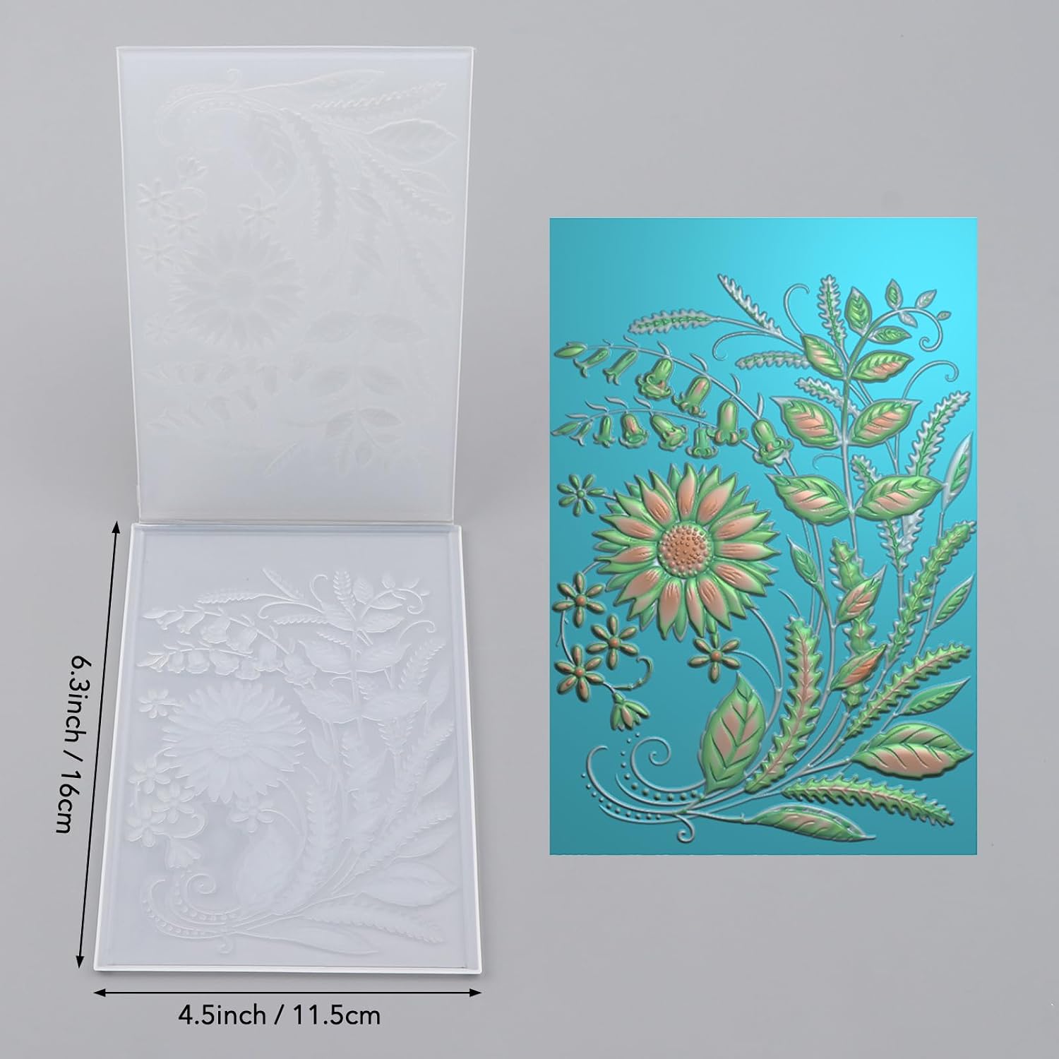 Briartw 3D Embossing Folder for Card Making,Sunflower Morning Glory Clear Plastic Texture Fades Embossing Folder Template for Scrapbooking and Other Paper Craft Album Stamps DIY Decoration