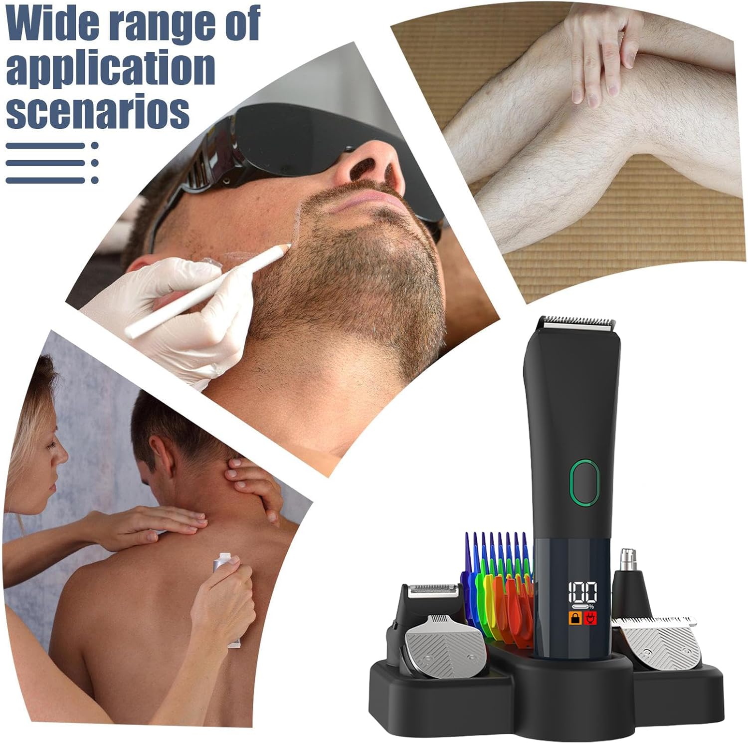 Beard Trimmer for Men | Professional Mens Beard Trimmer Cordless,Rechargeable Waterproof Hair Clippers, Electric Shaver Grooming Kit for Ear, Face, Body, Mustache