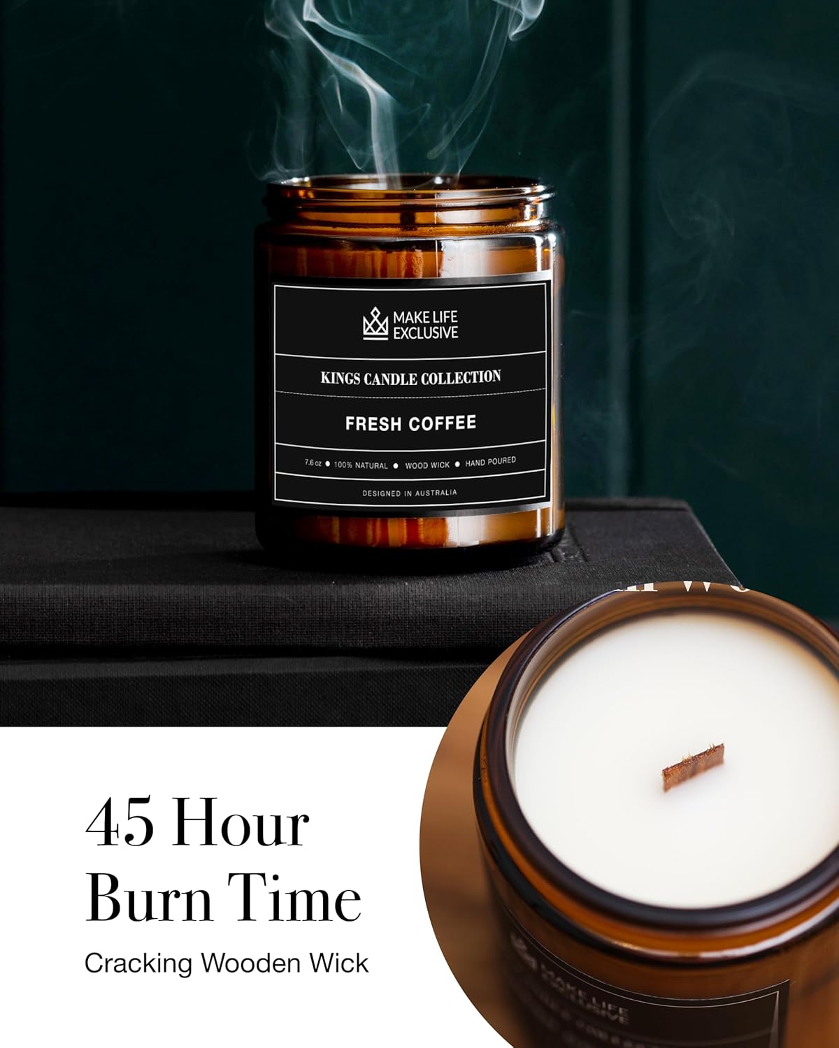 Scented Candles for Men | Fresh Coffee, Smells of Espresso | Wooden Wick, Long Lasting, Masculine Scents | Natural Soy Jar Candle for Home, Bachelor Pad Decor | The Perfect Mens Gift - Image 5